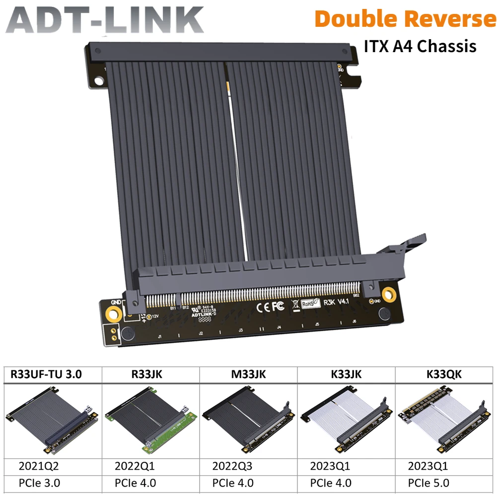 Itx Gpu Riser Pcie 4.0 16X - Kabel przedłużający ADT Gen 5/4 PCIe